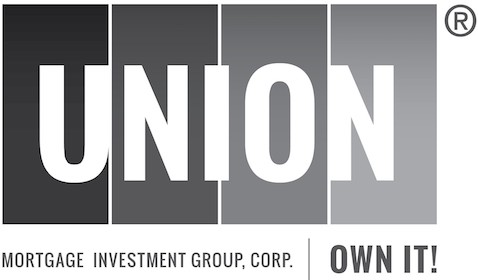 Union in all capital letters, in front of four rectangles in varying shades of grey. Below the logo says mortgage investment group, corp. Own it!